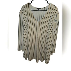 Adrianna Papell Striped V-Neck Blouse, Size 3X